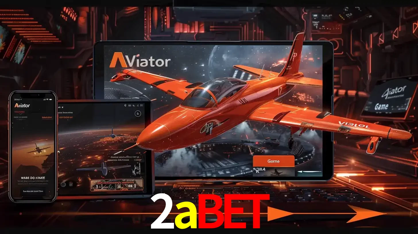 Apresentação tecnológica do jogo Aviator com um avião saindo da tela de um tablet, demonstrando a experiência imersiva em múltiplos dispositivos no 2abet.