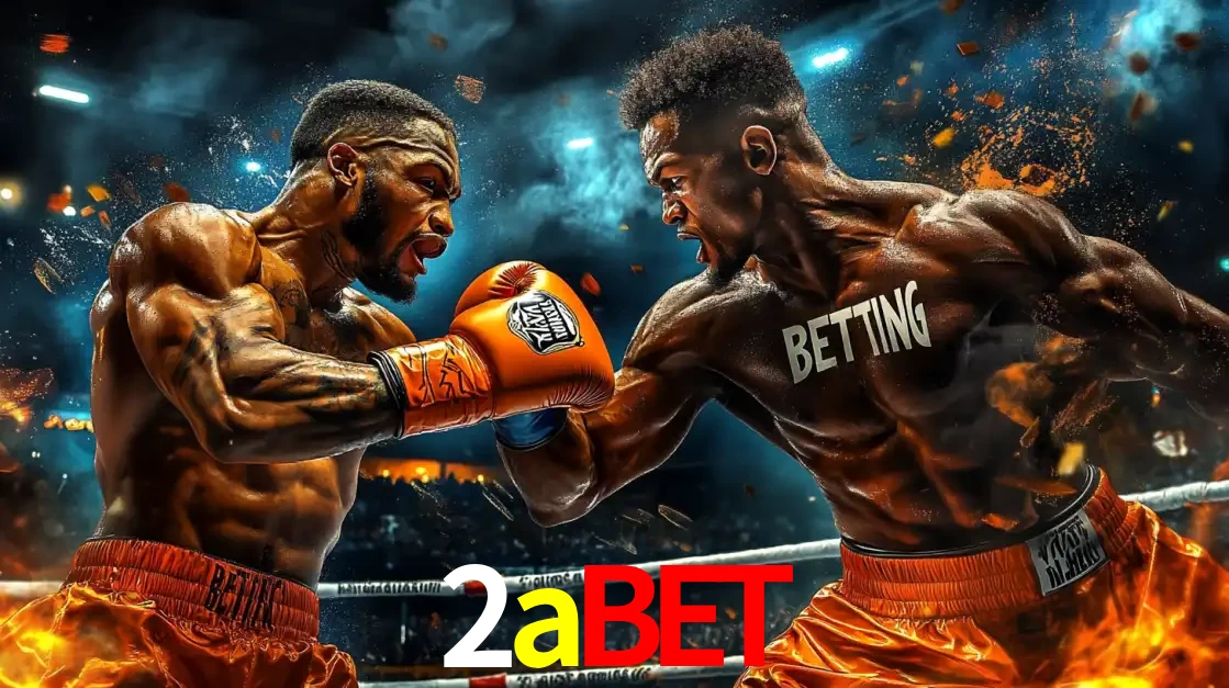 Dois boxeadores em uma luta intensa e explosiva, representando a adrenalina e as oportunidades de apostas em esportes de combate disponíveis na plataforma 2abet.