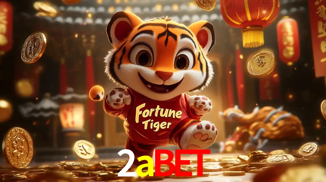 O alegre personagem do Fortune Tiger correndo sobre um caminho de moedas de ouro, simbolizando os grandes prêmios e a diversão do popular jogo de slot do 2abet.