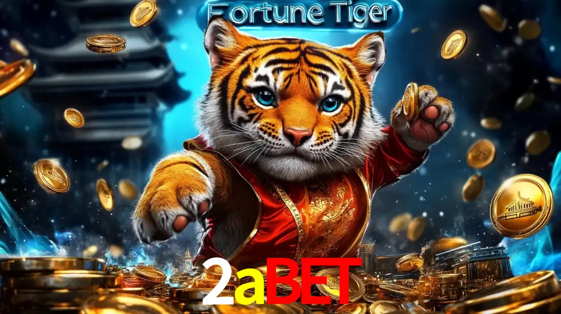 Imagem promocional do jogo de slot Fortune Tiger, com um tigre majestoso em traje tradicional cercado por uma fortuna em moedas de ouro, disponível agora no cassino 2abet.